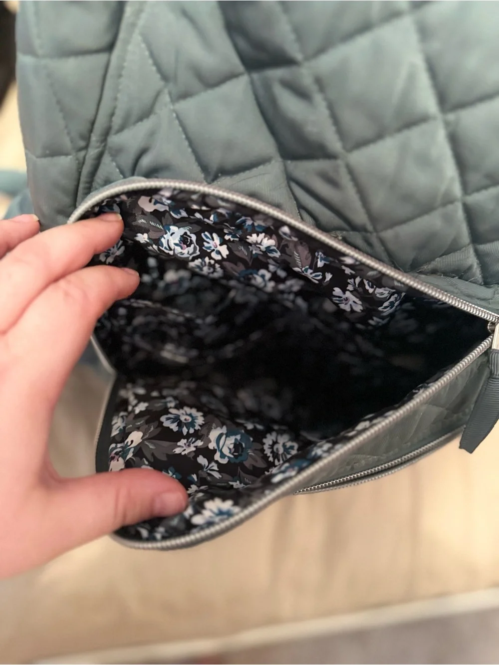 Vera Bradley Quilted Sage Green Backpack